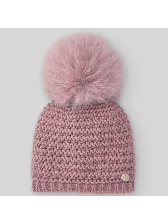 Gorro C/ Pompón Pelo Rosa Paz Rodríguez