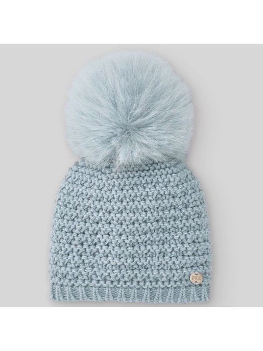 Gorro C/Pompón Pelo Azul Paz Rodríguez