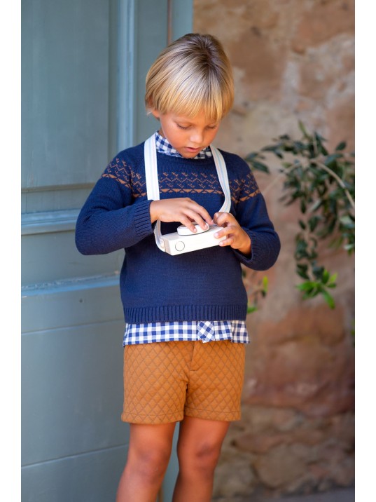 Jersey Jacquard Navy Kid's Chocolate